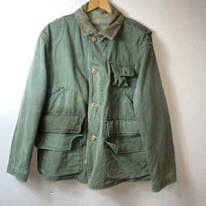 Vintage 30’s/40’s Red Head Hunting Jacket Olive Green Distressed Stained  Large